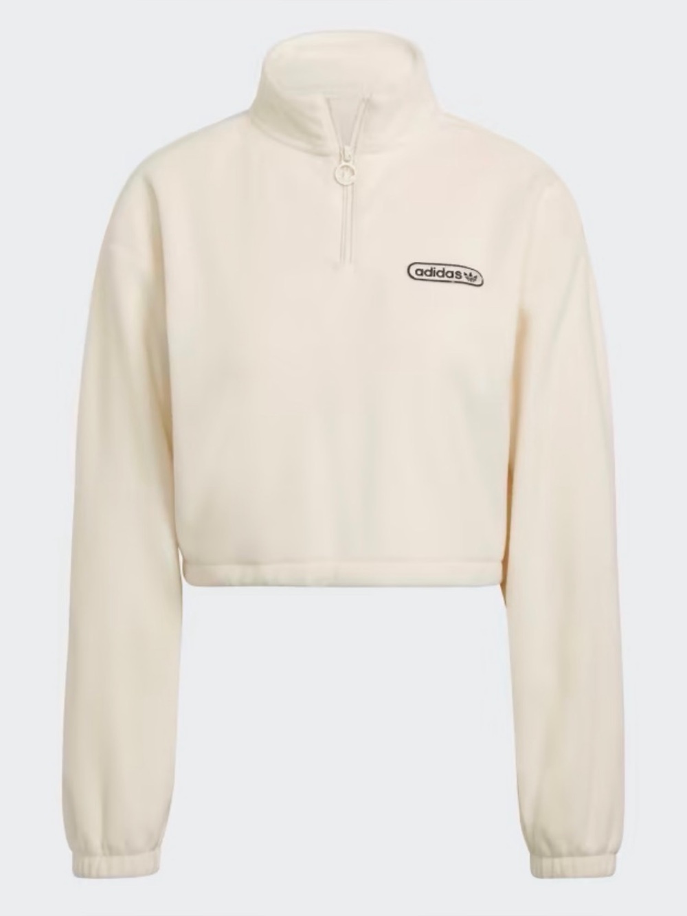 Adidas Retro Luxury 1/4 Zip Cropped Sweater in Cream